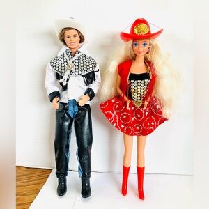 Barbie 1993 Western Stampin Ken & Barbie Fashion Doll Lot(2) Read Incomplete
